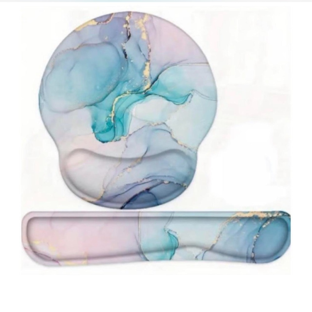 Kohl's Marble Swirl Blue Purple Pink Desk Wrist Rest and Mouse Pad Set